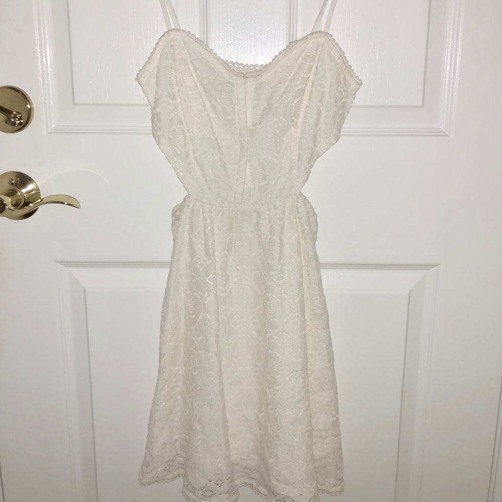 White Cut-Out Lace Dress